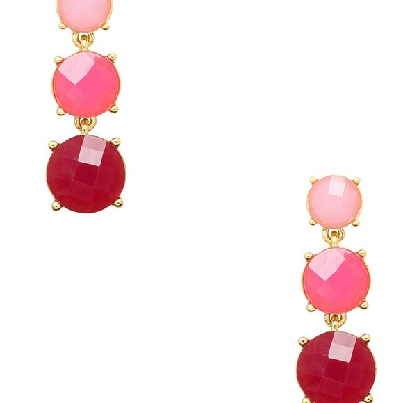 NWT Kate Spade Smell The Roses Linear Pink Drop Earrings 12k Gold $105 - Picture 8 of 9